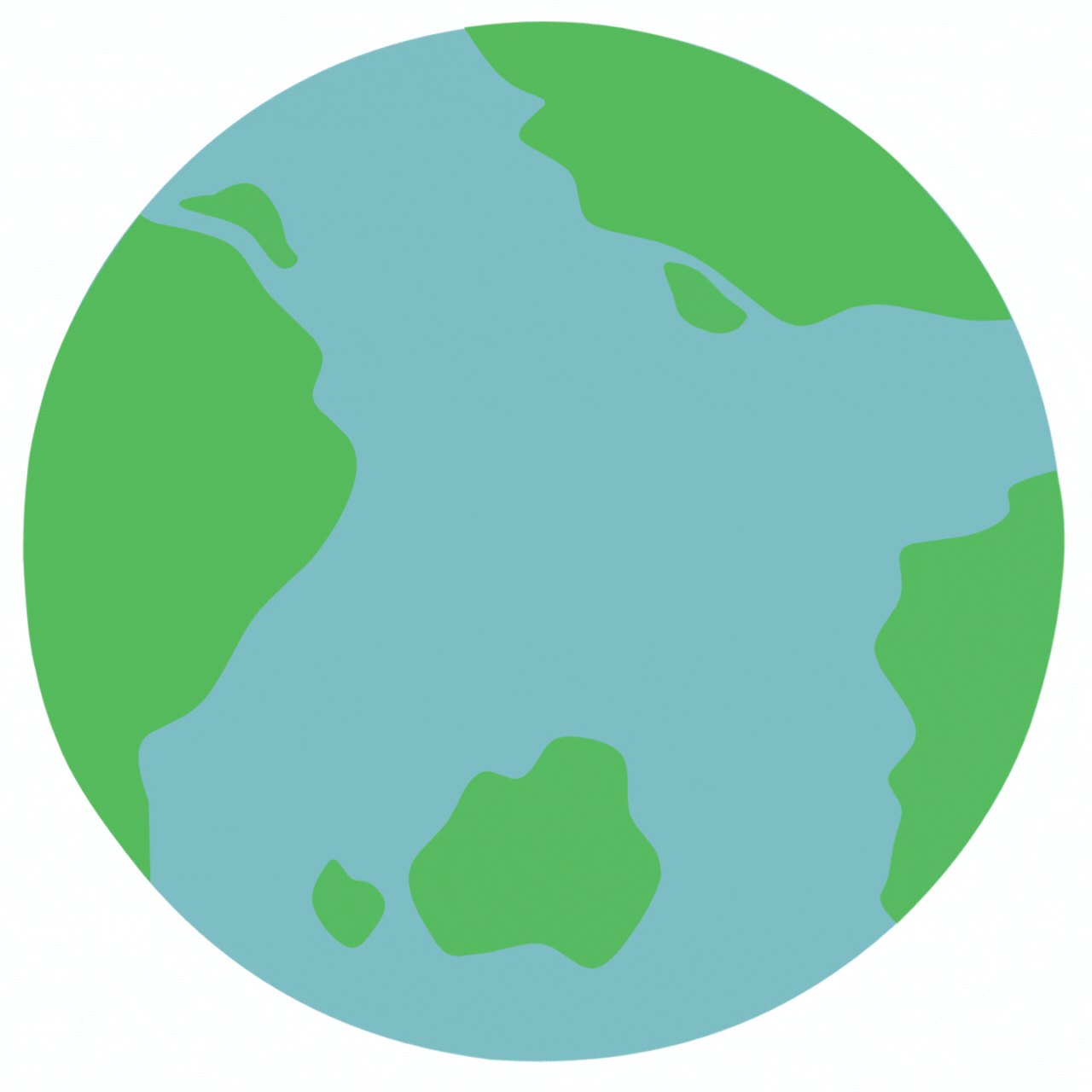 A cartoon of a blue and green earth
